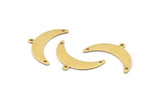 Brass Moon Charm, 12 Textured Raw Brass Crescent Moon Charms With 1 Loop And 2 Hole (10x30x0.80mm) A1718