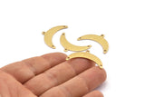 Brass Moon Charm, 12 Textured Raw Brass Crescent Moon Charms With 1 Loop And 2 Hole (10x30x0.80mm) A1718