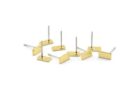 Brass Rectangle Earring, 8 Raw Brass Rectangle Stud Earrings (8x4x0.80mm) D0275 A2069