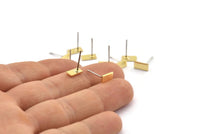 Brass Rectangle Earring, 8 Raw Brass Rectangle Stud Earrings (8x4x0.80mm) D0275 A2069