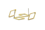 Brass Diamond Earring, 12 Raw Brass Diamond Stud Earrings (10x16x1mm) D0058 A2064