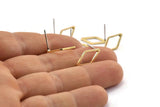 Brass Diamond Earring, 12 Raw Brass Diamond Stud Earrings (10x16x1mm) D0058 A2064