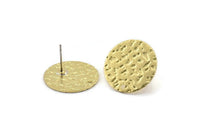 Brass Round Earring, 6 Raw Brass Round Stud Earrings With 1 Hole (20x0.85mm) E196 A2079