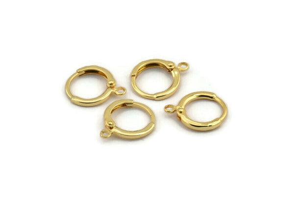 Gold Leverback Earring, 6 Gold Plated Brass Leverback Earring Findings (16x13mm) BS 2299