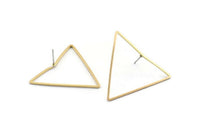 Brass Triangle Earring, 10 Raw Brass Triangle Stud Earrings (37x32x1mm) D1299 A1846