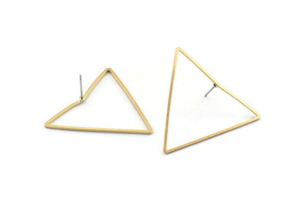 Brass Triangle Earring, 10 Raw Brass Triangle Stud Earrings (37x32x1mm) D1299 A1846