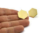 Brass Hexagon Earring, 6 Raw Brass Hexagon Stud Earrings (20x0.80mm) D0093 A2070