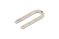 Gümüş U Şeklinde Charm, 1 Delikli 8 Dokulu Antik Gümüş Kaplama Pirinç U Şeklinde Charm, Boşluklar (30x13x0,80 mm) M168 H1588