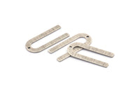 Gümüş U Şeklinde Charm, 1 Delikli 8 Dokulu Antik Gümüş Kaplama Pirinç U Şeklinde Charm, Boşluklar (30x13x0,80 mm) M168 H1588