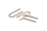 Gümüş U Şeklinde Charm, 1 Delikli 8 Dokulu Antik Gümüş Kaplama Pirinç U Şeklinde Charm, Boşluklar (30x13x0,80 mm) M168 H1588