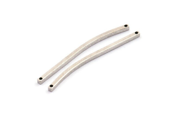 Gümüş Kolye Çubuğu, 2 Delikli 6 Antik Gümüş Kaplama Pirinç Çubuk (50x2mm) BS 2188