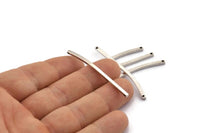 Gümüş Kolye Çubuğu, 2 Delikli 6 Antik Gümüş Kaplama Pirinç Çubuk (50x2mm) BS 2188