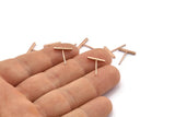Rectangle Bar Stud, 12 Stainless Steel Earring Posts With Rose Gold Plated Brass Flat Bar Stud, Ear Studs (12x14mm) BS 1704