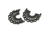 Black Charm, 2 Oxidized Black Brass,  Semi Circle Charm, Black Pendants With 2 Loops (30x24.5x1.1mm) E242 S1129