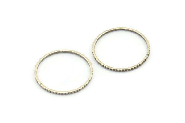 Silver Circle Connectors, 24 Textured Antique Silver Plated Circle Connectors (19x0.8x1mm) BS 2070