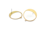Brass Round Earring, 6 Raw Brass Round Stud Earrings With 1 Loop (31x29x0.70mm) D0741 A1845
