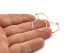 Gold Hexagon Earring, 100 Gold Plated Brass Wire Hexagon Earring Charms, Pendants, Findings (20x0.7mm) E320