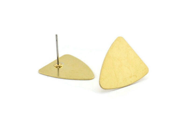 Brass Triangle Earring, 10 Raw Brass Triangle Stud Earrings (18x16mm) N0669 A2099