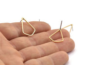 Brass Triangle Earring, 10 Raw Brass Triangle Stud Earrings (21x14x0.80mm) D0541 A2098