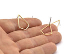Brass Triangle Earring, 10 Raw Brass Triangle Stud Earrings (21x14x0.80mm) D0541 A2098
