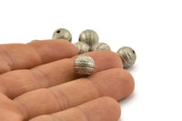 Silver Ball Bead, 12 Antique Silver Plated Brass Spacer Beads, Findings (10mm) D1266 H1170