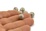 Silver Ball Bead, 12 Antique Silver Plated Brass Spacer Beads, Findings (10mm) D1266 H1170