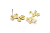 Earring Studs, 4 Raw Brass -  Raw Brass Earrings - Brass Earrings - Earrings (21x18x1.5mm) N1542
