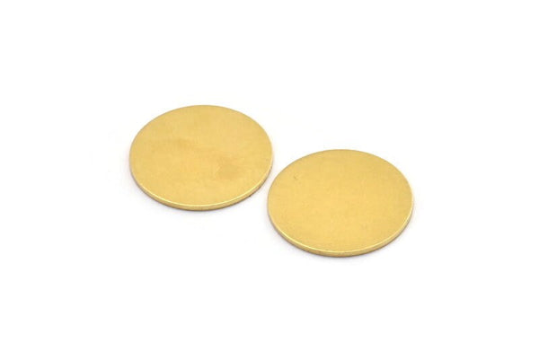 Brass Round Tag, 6 Raw Brass Round Stamping Blanks, Findings (22x1mm) A2119