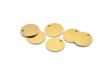 Brass Round Charm, 12 Raw Brass Round Charms With 1 Hole, Blanks (16x1mm) A2116