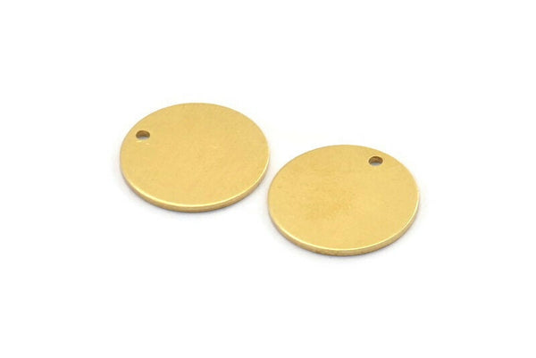 Brass Round Charm, 12 Raw Brass Round Charms With 1 Hole, Blanks (18x1mm) A2118