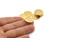 Brass Round Charm, 12 Raw Brass Round Charms With 1 Hole, Blanks (18x1mm) A2118