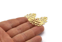 Brass Leaf Charm, 8 Textured Raw Brass Leaf Charms With 1 Hole, Leaf Charm Earrings (30x20x0.80mm) M01779