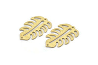 Brass Leaf Charm, 8 Textured Raw Brass Leaf Charms With 2 Holes, Leaf Charm Earrings (30x20x0.80mm) M01778