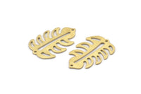 Brass Leaf Charm, 8 Textured Raw Brass Leaf Charms With 2 Holes, Leaf Charm Earrings (30x20x0.80mm) M01778