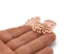 Copper Leaf Charm, 8 Raw Copper Leaf Charms With 1 Hole, Leaf Charm Earrings (30x20x0.80mm) M01720