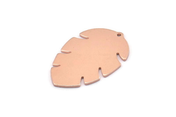 Bakır Yaprak Tılsımı, 1 Delikli 8 Ham Bakır Yaprak Tılsımı, Yaprak Tılsımı Küpeleri (30x20x0,80 mm) M01728