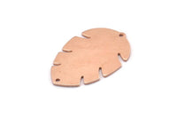 Bakır Yaprak Tılsımı, 2 Delikli 8 Ham Bakır Yaprak Tılsımı, Yaprak Tılsımı Küpeleri (30x20x0,80 mm) M01727