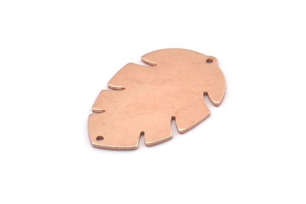 Bakır Yaprak Tılsımı, 2 Delikli 8 Ham Bakır Yaprak Tılsımı, Yaprak Tılsımı Küpeleri (30x20x0,80 mm) M01727