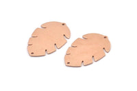 Bakır Yaprak Tılsımı, 2 Delikli 8 Ham Bakır Yaprak Tılsımı, Yaprak Tılsımı Küpeleri (30x20x0,80 mm) M01727