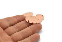 Bakır Yaprak Tılsımı, 2 Delikli 8 Ham Bakır Yaprak Tılsımı, Yaprak Tılsımı Küpeleri (30x20x0,80 mm) M01727