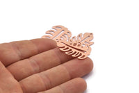 Bakır Yaprak Tılsımı, 1 Delikli 8 Ham Bakır Yaprak Tılsımı, Yaprak Tılsımı Küpeleri (30x20x0,80 mm) M01719
