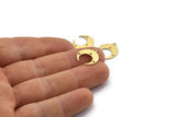 Brass Moon Charm, 12 Textured Raw Brass Crescent Moon With 1 Loop And 3 Holes, Earrings (16x14x0.80mm) M01788