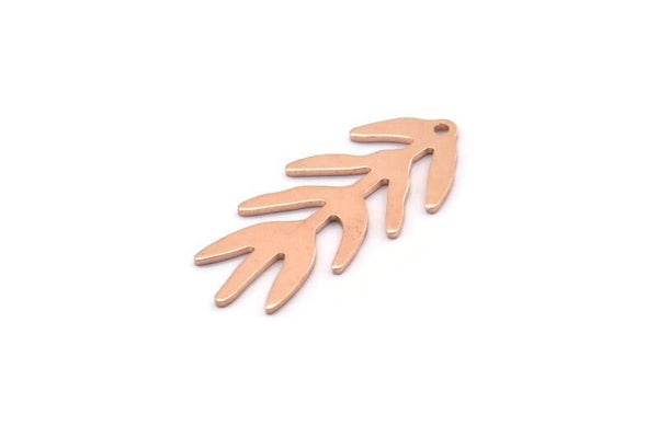 Bakır Dal Tılsımı, 1 Delikli 8 Ham Bakır Dal Tılsımı, Yaprak Tılsımı Küpeler (30x13x0,80 mm) M01745