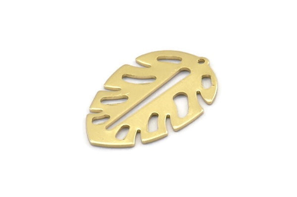 Brass Leaf Charm, 8 Raw Brass Leaf Charms With 1 Hole, Leaf Charm Earrings (30x20x0.80mm) M01679
