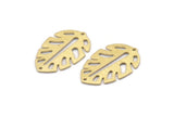 Brass Leaf Charm, 8 Textured Raw Brass Leaf Charms With 2 Holes, Leaf Charm Earrings (30x20x0.80mm) M01756