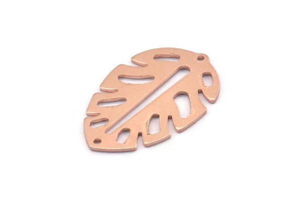 Bakır Yaprak Tılsımı, 2 Delikli 8 Ham Bakır Yaprak Tılsımı, Yaprak Tılsımı Küpeleri (30x20x0,80 mm) M01722