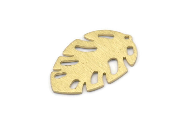 Brass Leaf Charm, 8 Textured Raw Brass Leaf Charms With 1 Hole, Leaf Charm Earrings (30x20x0.80mm) M01758