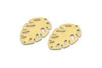 Brass Leaf Charm, 8 Textured Raw Brass Leaf Charms With 2 Holes, Leaf Charm Earrings (30x20x0.80mm) M01760
