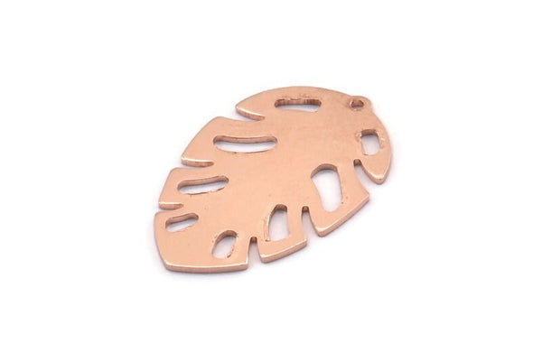 Copper Leaf Charm, 8 Raw Copper Leaf Charms With 1 Hole, Leaf Charm Earrings (30x20x0.80mm) M01724
