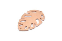 Bakır Yaprak Tılsımı, 2 Delikli 8 Ham Bakır Yaprak Tılsımı, Yaprak Tılsımı Küpeleri (30x20x0,80 mm) M01725